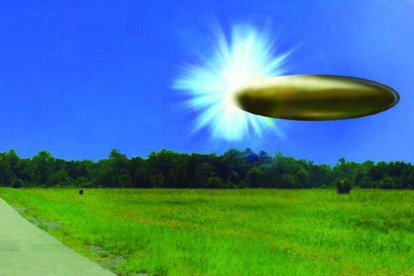 ▲17张UFO照片大公开，FBI根据证词渲染的&ldquo;椭圆青铜物&rdquo;浮空闪光。