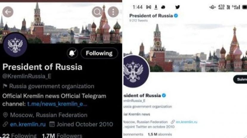 俄罗斯总统普京官方推特帐号默默失去&ldquo;蓝勾勾&rdquo;。