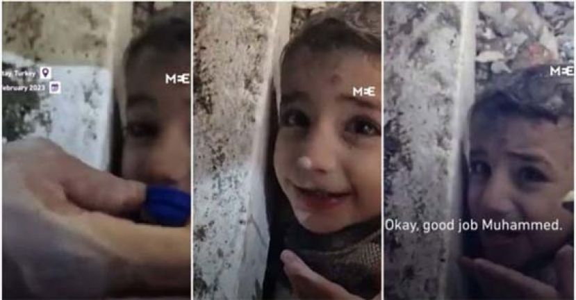 2岁童废墟中撑44小时 不哭不闹&ldquo;喝水露微笑&rdquo;。