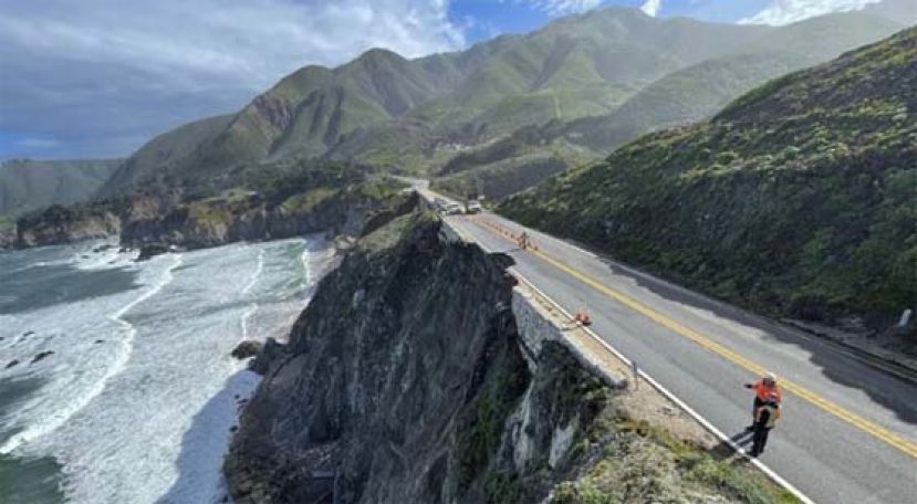 加州高速公路局部塌陷，约2千人彻夜受困。