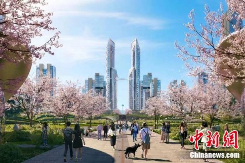 新中心中轴线城市设计效果图。
