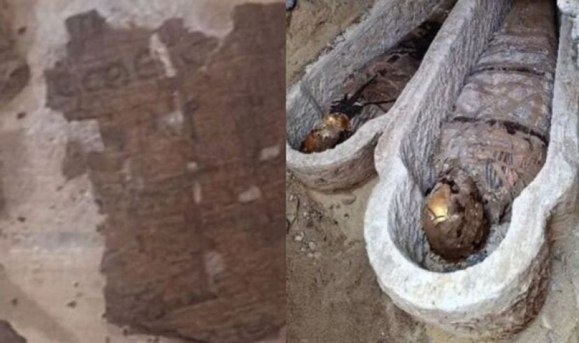 考古学者在埃及奥克西林库斯的一处罗马时期墓穴中，发现腹部填塞有纸莎草史诗抄本的木乃伊。