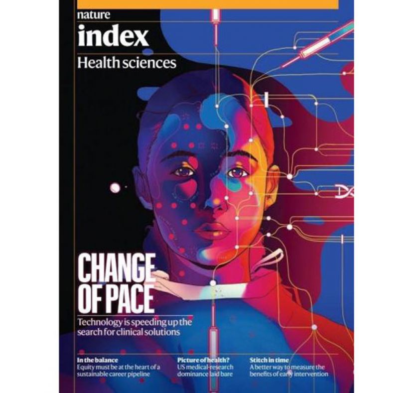 《自然》增刊 &ldquo;自然指数-卫生科学&rdquo; 在线发布封面。