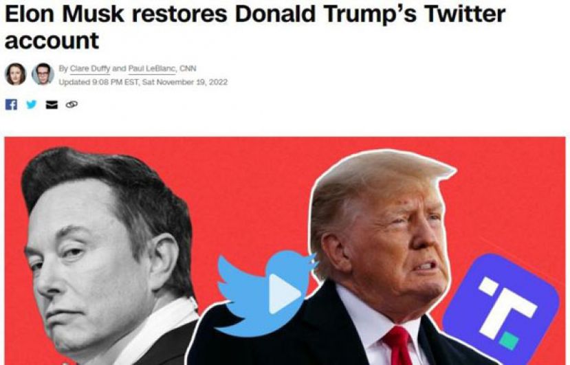 马斯克称将解封特朗普账号　特朗普：没兴趣重返推特