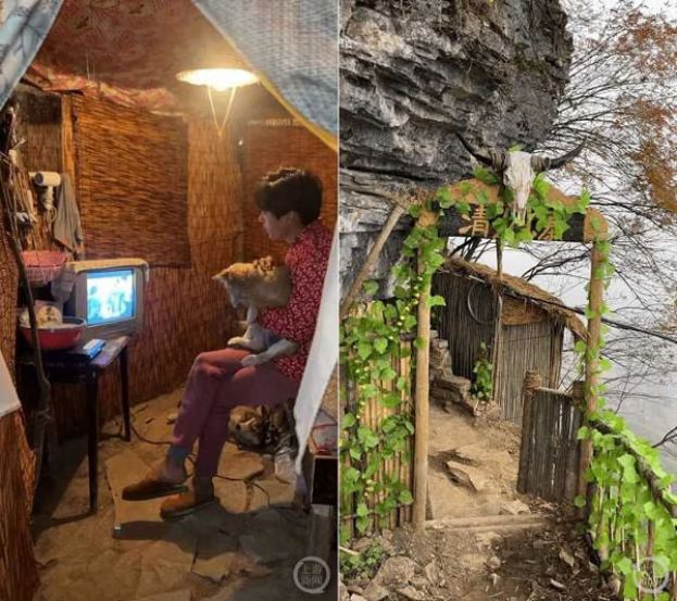 中国贵州一名年轻小伙，回村庄住进山里养老。