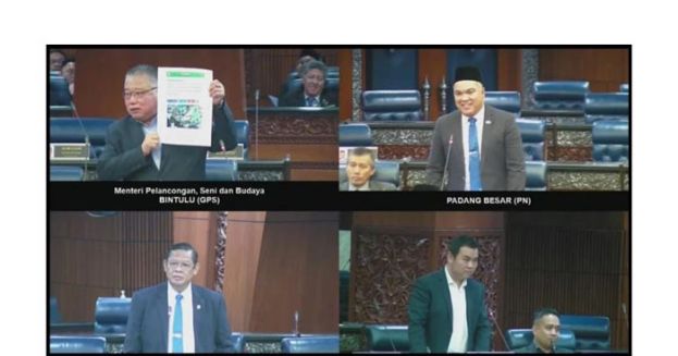 拿督斯里张庆信出示伊党在2018年推介清真肉骨茶的剪报，打脸国盟议员。