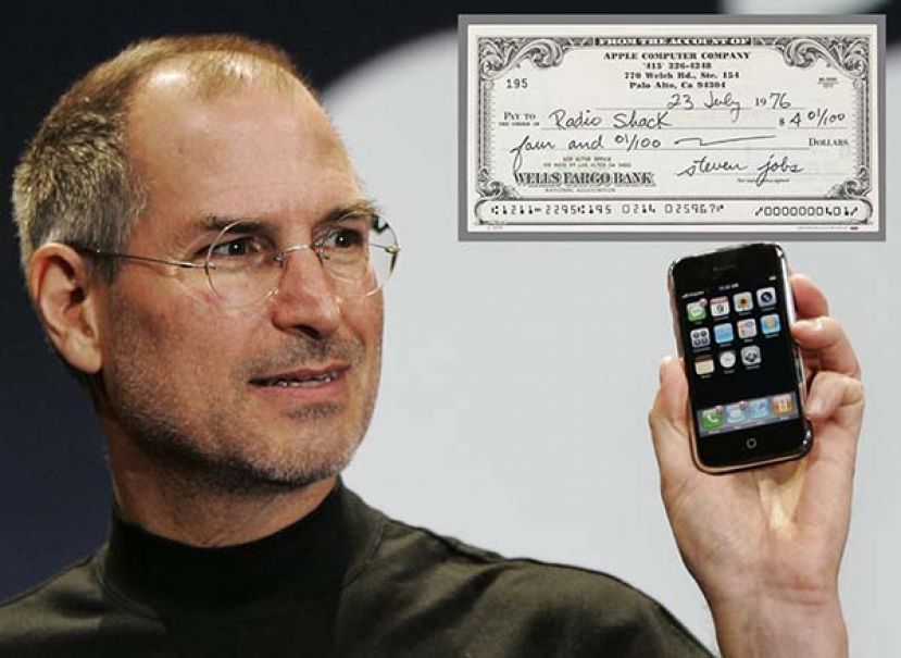 ●贾伯斯1976年的签名支票，而贾伯斯以不爱签名出名。