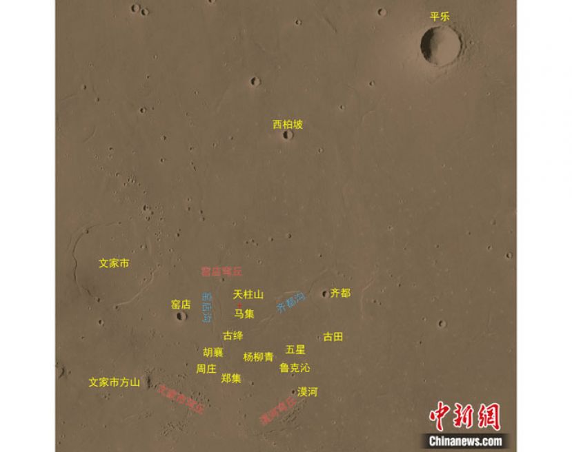 火星地理命名图。