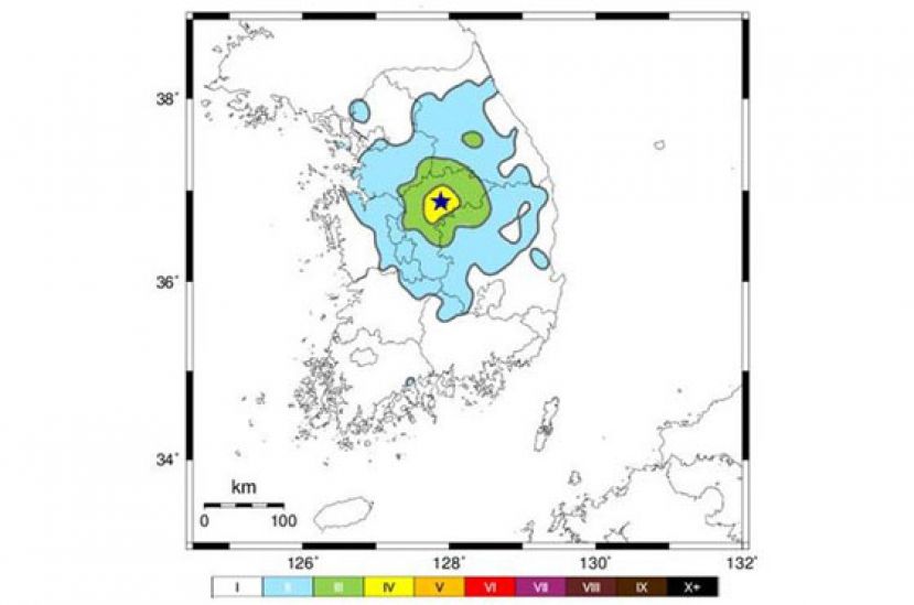 韩国忠清北道槐山郡29日上午爆发规模4.1地震。