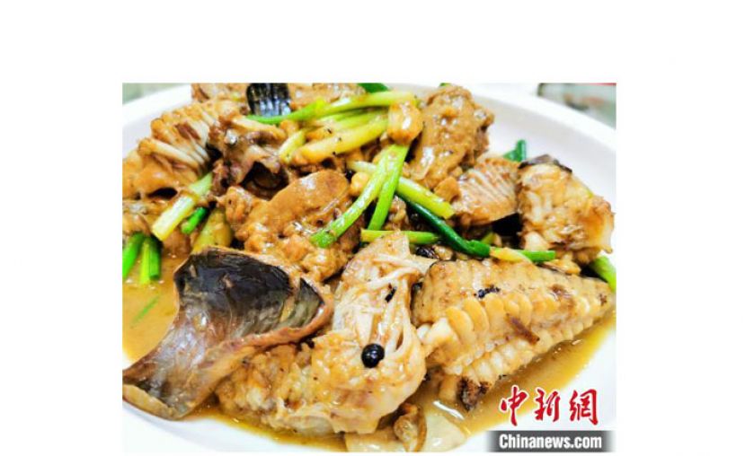 陈皮豆豉焖浦鱼。