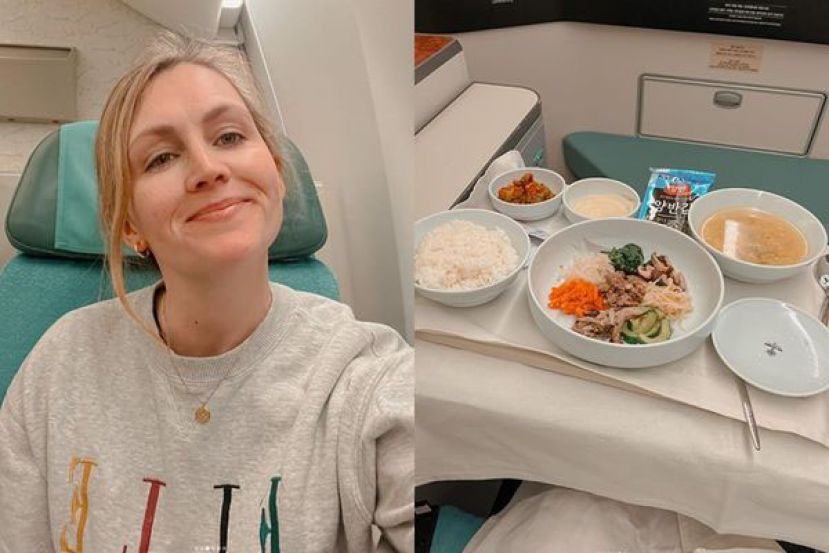 旅游编辑高德芮体验大韩航空飞机餐。