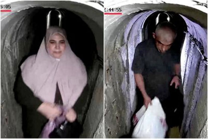 哈玛斯领袖辛瓦躲进地道的身影曝光，而外传辛瓦妻子手拎的是爱马仕柏金包，价值3.2万美元。