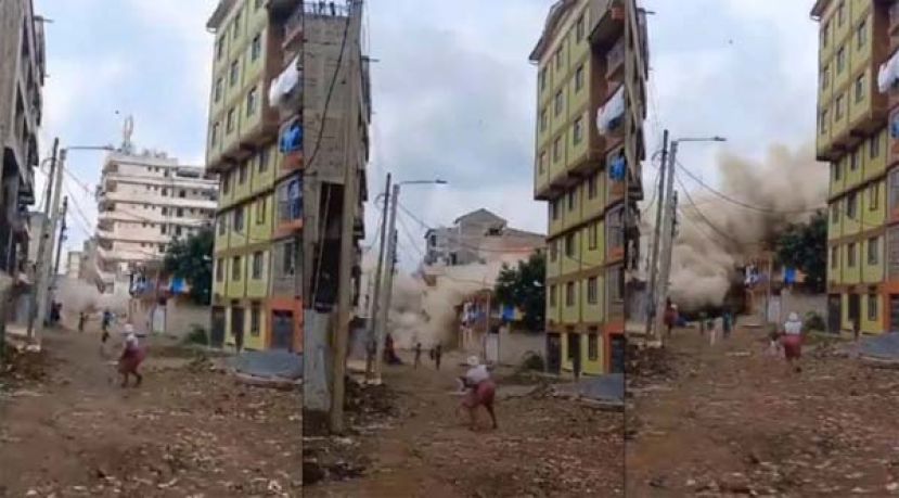 肯雅7层高危楼坍塌，幸居民接警告撤离。