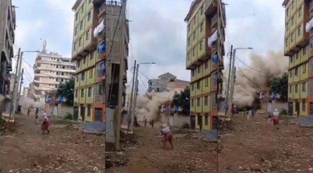 肯雅7层高危楼坍塌，幸居民接警告撤离。