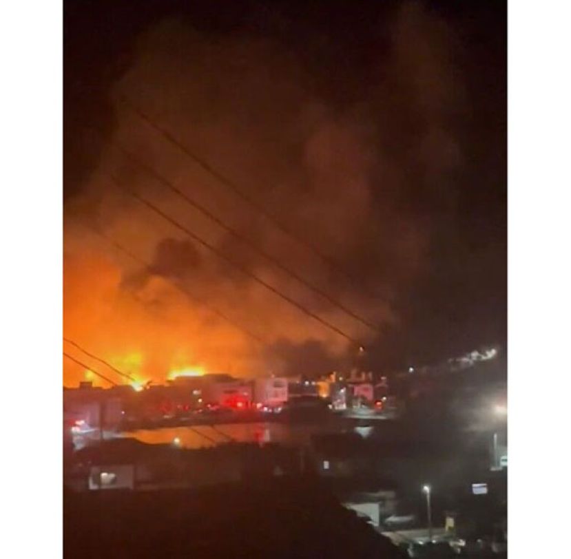 日本大分市佐贺关大规模火灾。