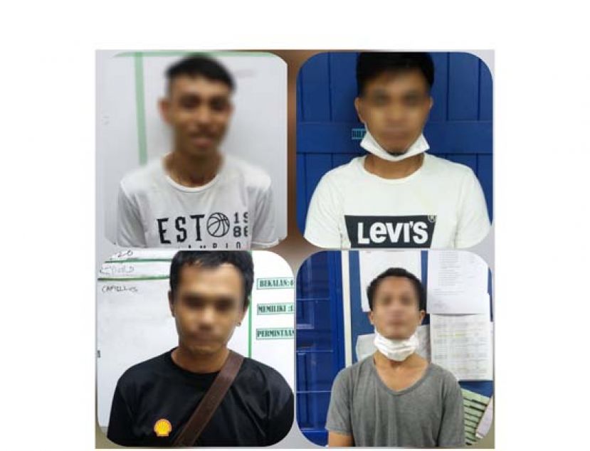 落网4名嫌犯被带回警局调查。