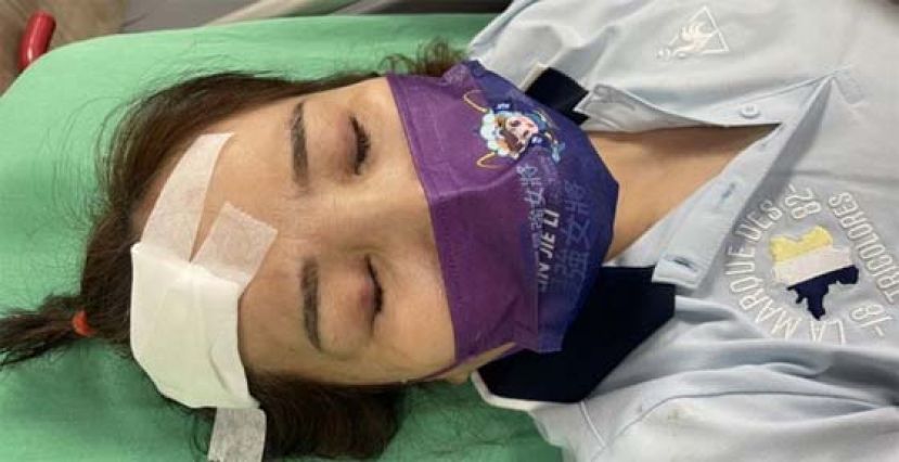 台北市中山大同区议员候选人林婕丽在派出所前拜票，突遭1名男子殴打至脑震荡。