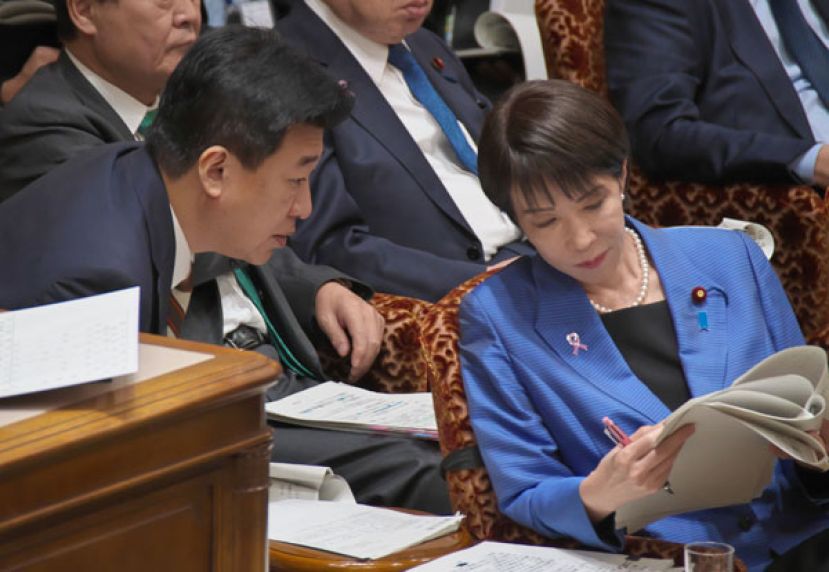 日本内阁官房长官木原稔、日本首相高市早苗。