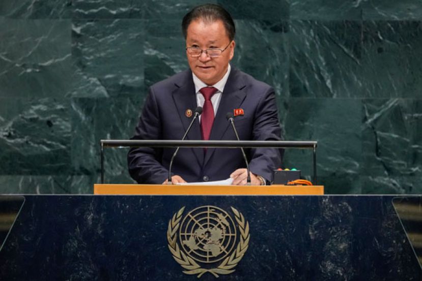朝鲜外务省副相金先敬于美东时间28日在美国纽约联合国总部发表演说。