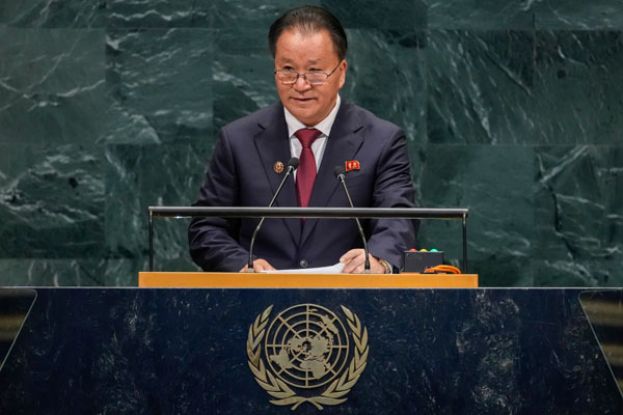 朝鲜外务省副相金先敬于美东时间28日在美国纽约联合国总部发表演说。