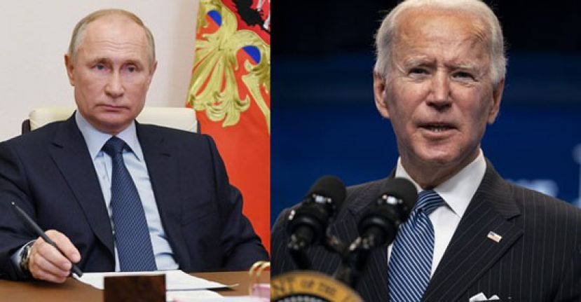 美国总统拜登（右）与俄罗斯总统普丁（左）。