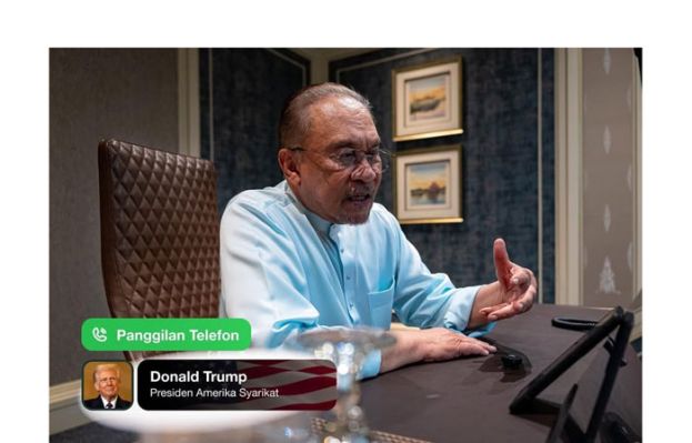 首相安华与美国总统特朗普通电话。