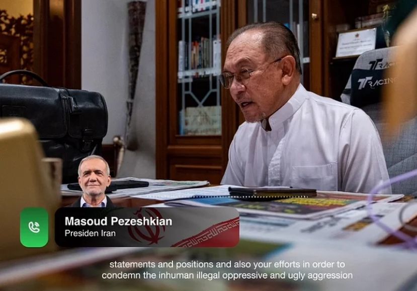 安华与伊朗总统佩泽希齐扬通电话  表达大马严厉谴责以色列袭击伊朗的立场