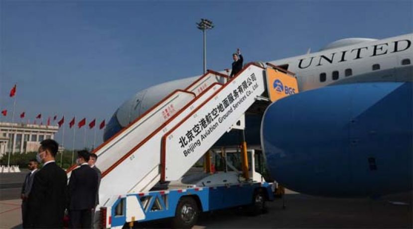 布林肯访北京 美媒关注接机待遇。