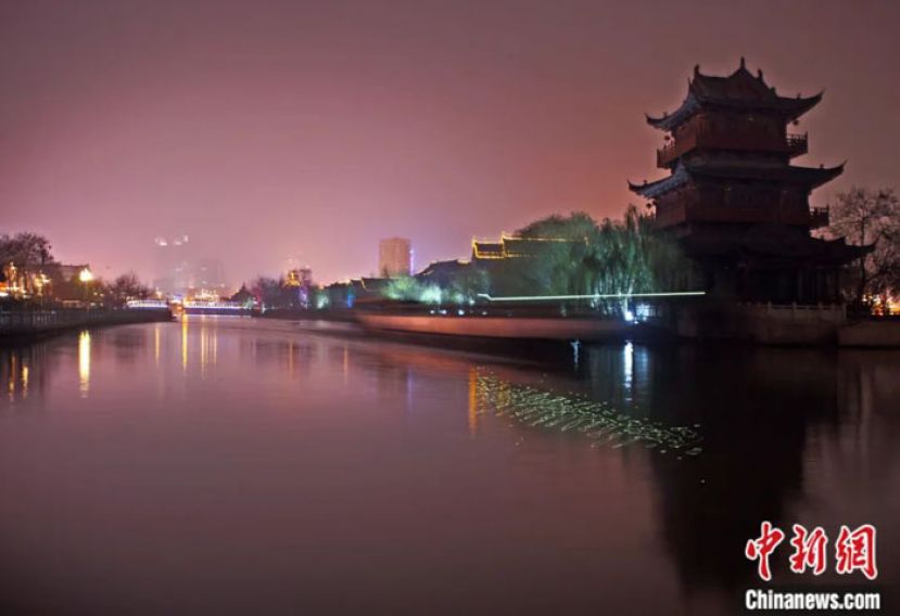 被誉为黄金水道的京杭大运河江苏省淮安段。