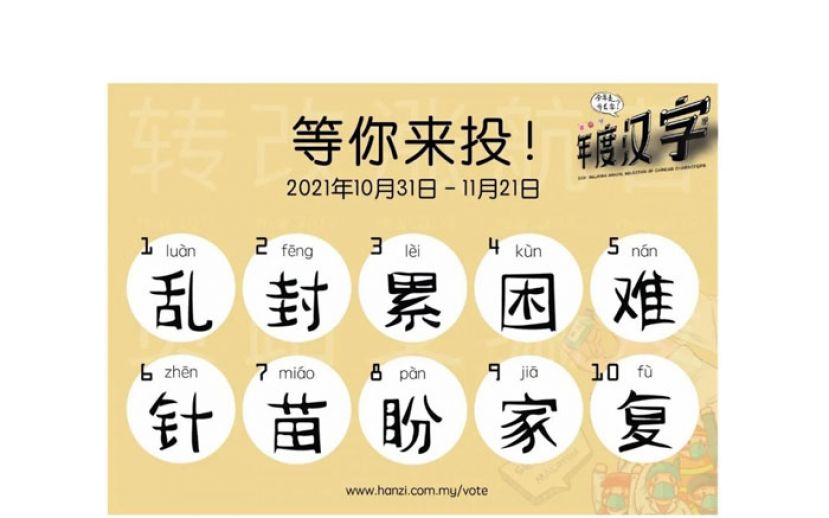 十大候选年度汉字出炉　投选活动11月21日截止