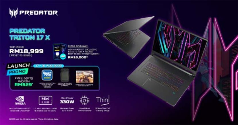 大马 Acer 推介高性能轻薄型 Predator Triton 17 X 电竞笔电