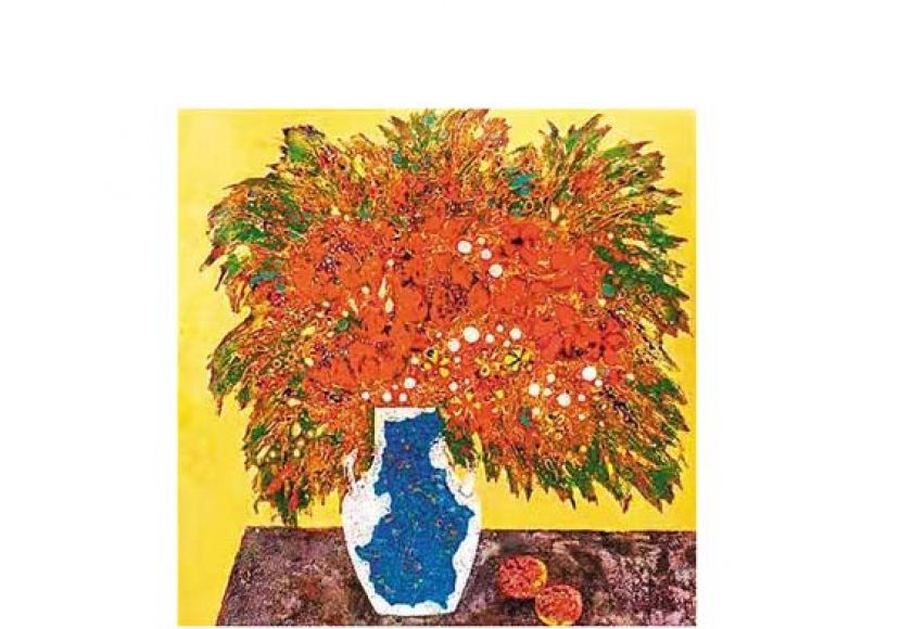 展出的漆画作品。