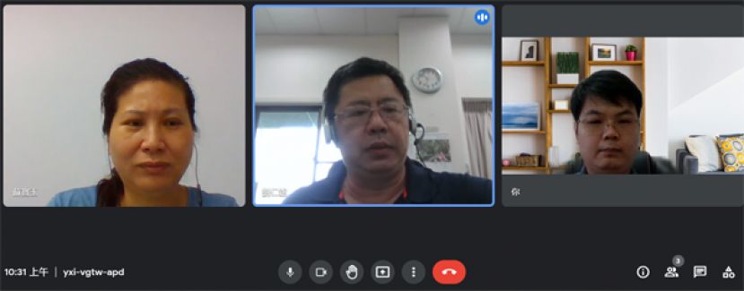 左起为台湾国立高雄科技大学国际事务处两岸暨侨生事务组专案经理苏宝玉、台湾国立高雄科技大学的刘仁銘教授及最右边的石角民中校长蔡宗璟。   