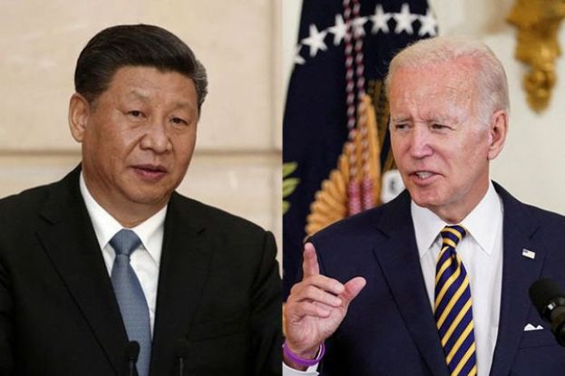 中国国家主席习近平（左）与美国总统拜登（右）。