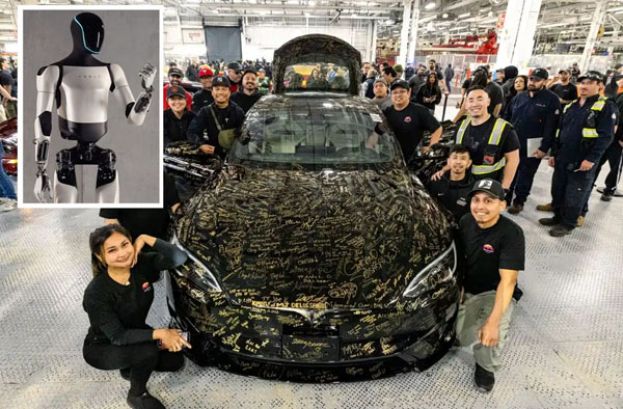 Model S、Model X正式告别车坛，Model 3、Model Y入门车款成为品牌门面，而特斯拉將投入Optimus人形機器人生產（小图）。