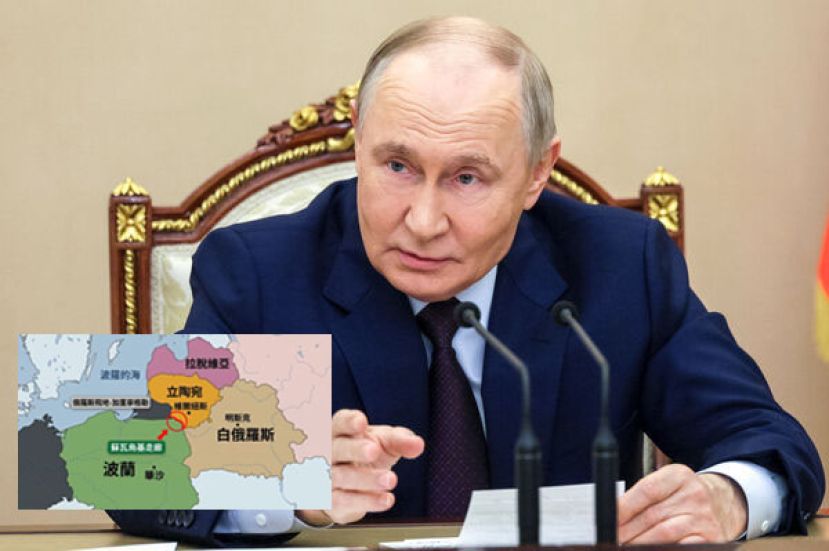 俄罗斯总统普京。小图为北约最脆弱的防线&ldquo;苏瓦乌基走廊&rdquo;。