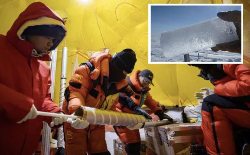 中国科研团队成功钻取长达234公尺的冰芯。