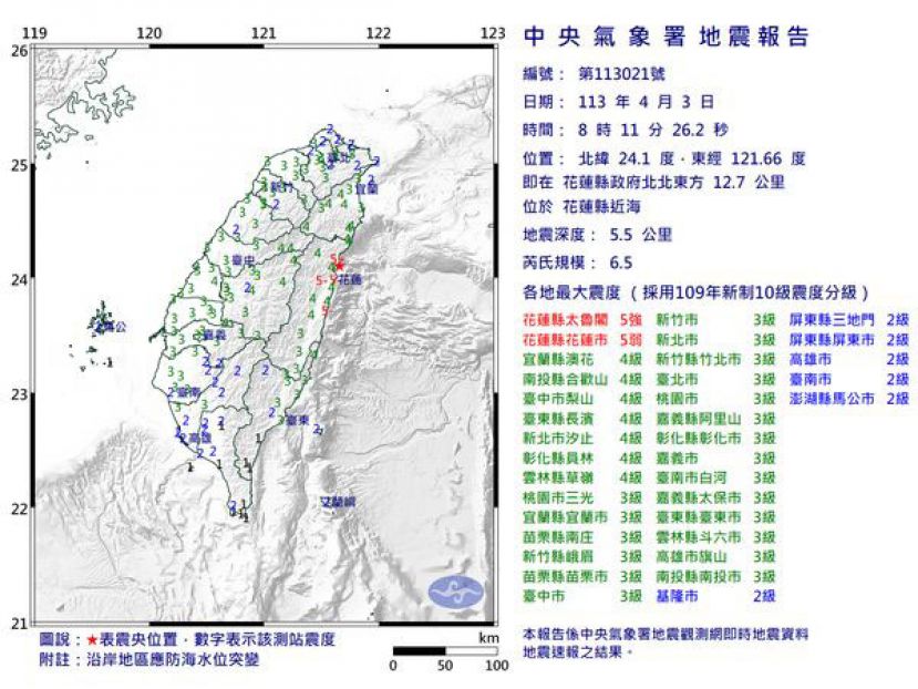 台湾3日上午7时58分发生7.2地震，香港也有明显晃动。