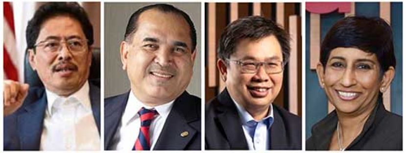 左起为大马反贪会首席专员丹斯里阿占巴基，马来西亚认证欺诈审查员协会(MACFE)主席拿督斯里阿巴沙达，肯纳格集团董事经理拿督蔡谢玮良，肯纳格投资银行有限公司集团首席监管与合规官Maheswari Kanniah。