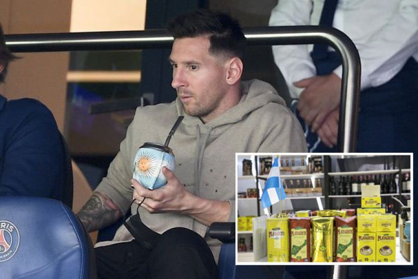 梅西多次被拍到在喝马黛茶。小图为阿根廷为了确保球员和教练有充足的马黛茶喝，居然运送了1100磅的马黛茶到卡塔尔。