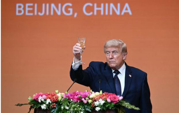 特朗普出席欢迎宴会。