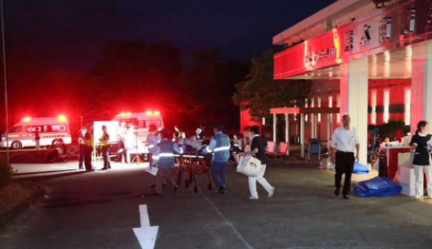 受灾最严重的熊本南医院因停电导致医院功能全面停止。