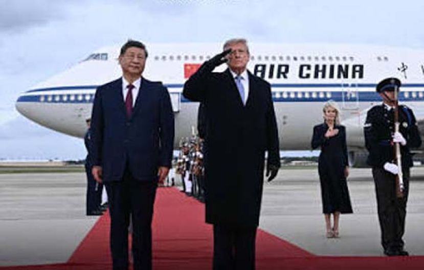 特朗普亲自到场迎接习近平。
