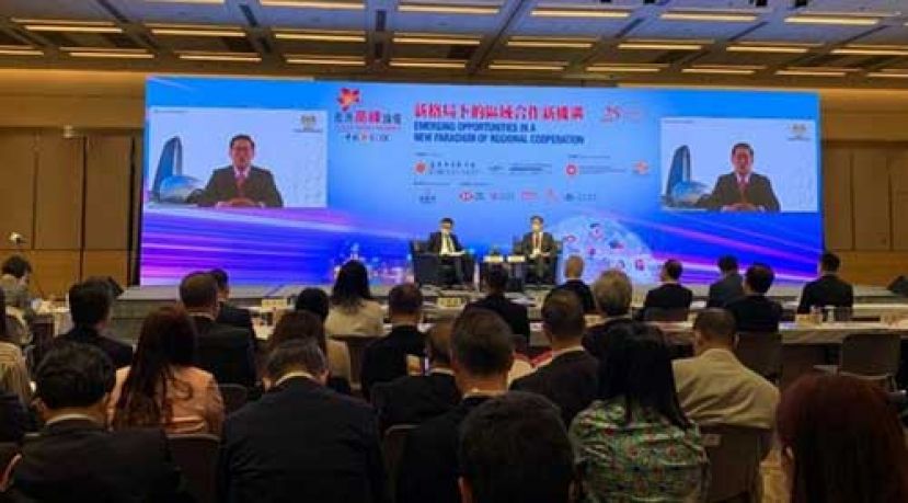 ●拿督林万锋在香港线上高峰论坛致词。