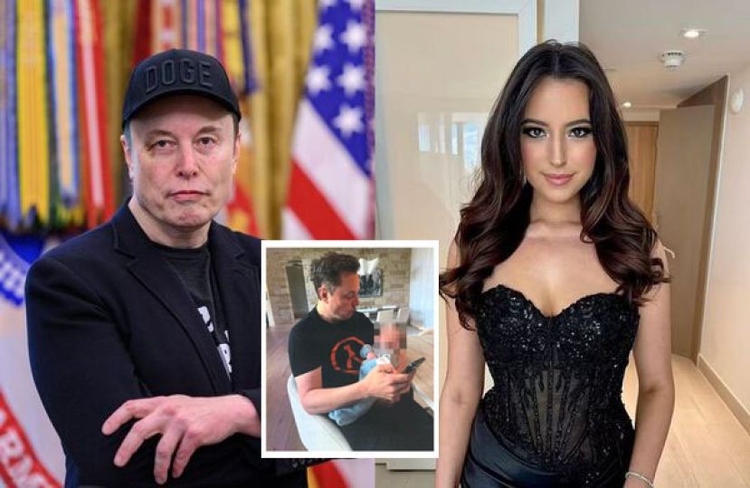 马斯克与美国前保守派网红圣克莱尔育有1子，女方近日受访大爆两人交往及生子内幕。小图为马斯克抱着他与圣克莱尔生的孩子。