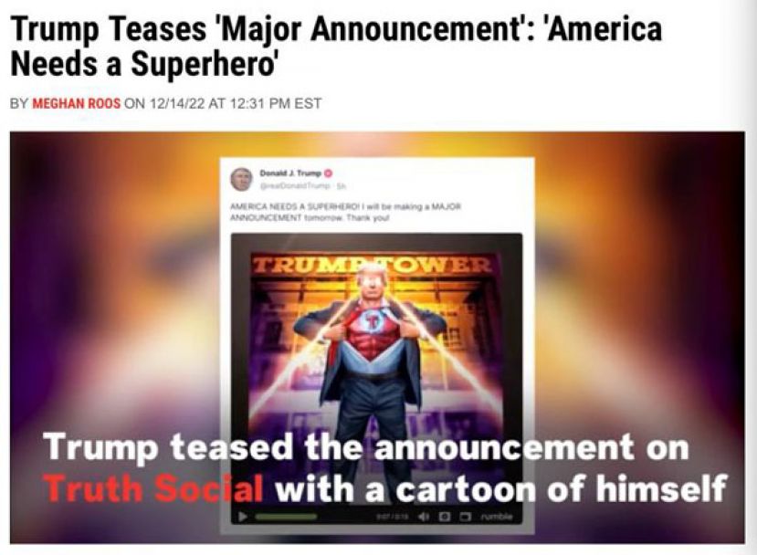 &ldquo;美国需要超级英雄&rdquo;　特朗普发视频预告将有重大宣布