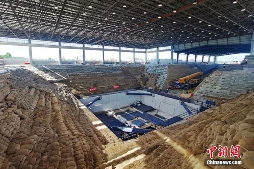 安徽武王墩墓发掘现场。