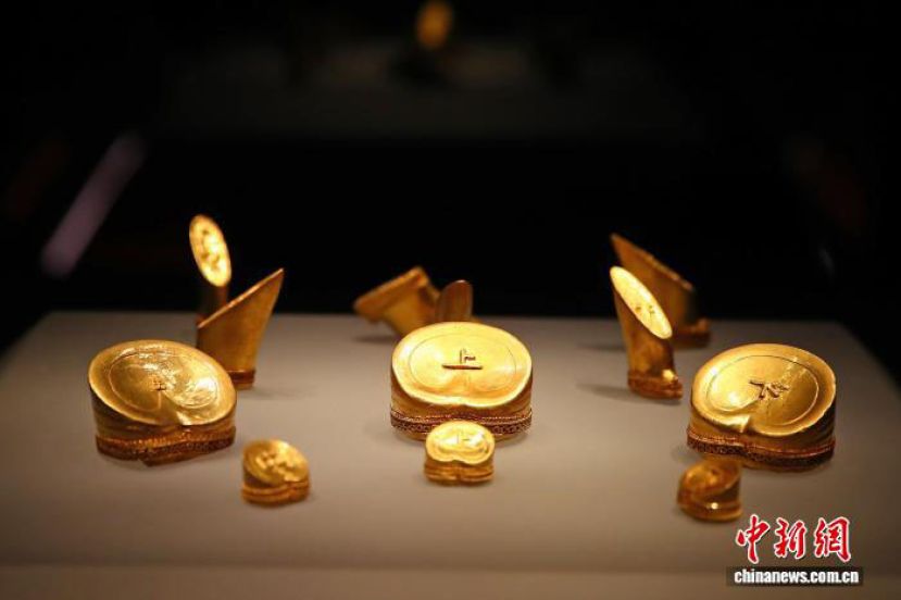 2025年2月6日，江西南昌，南昌汉代海昏侯国遗址博物馆展出的马蹄金。