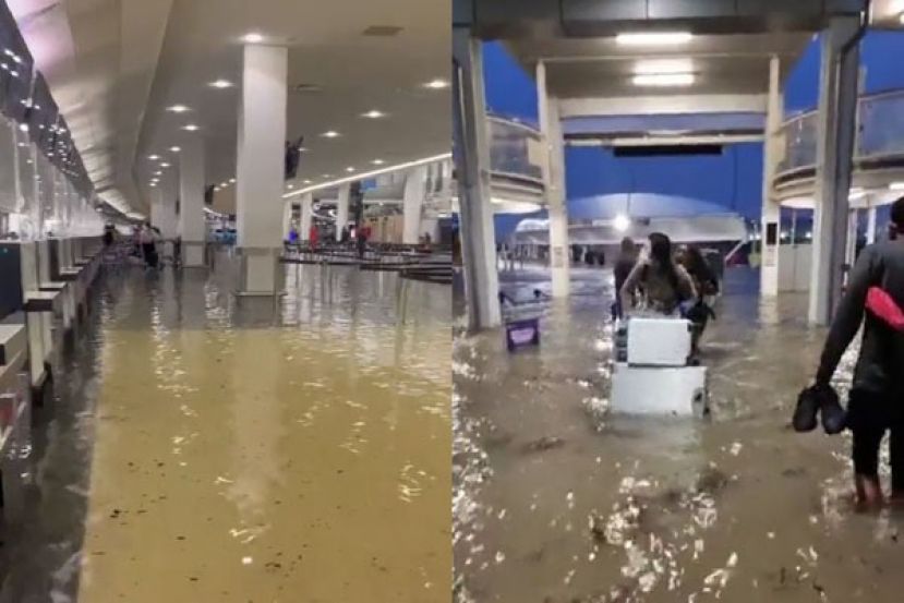 奥克兰机场内外都大淹水。
