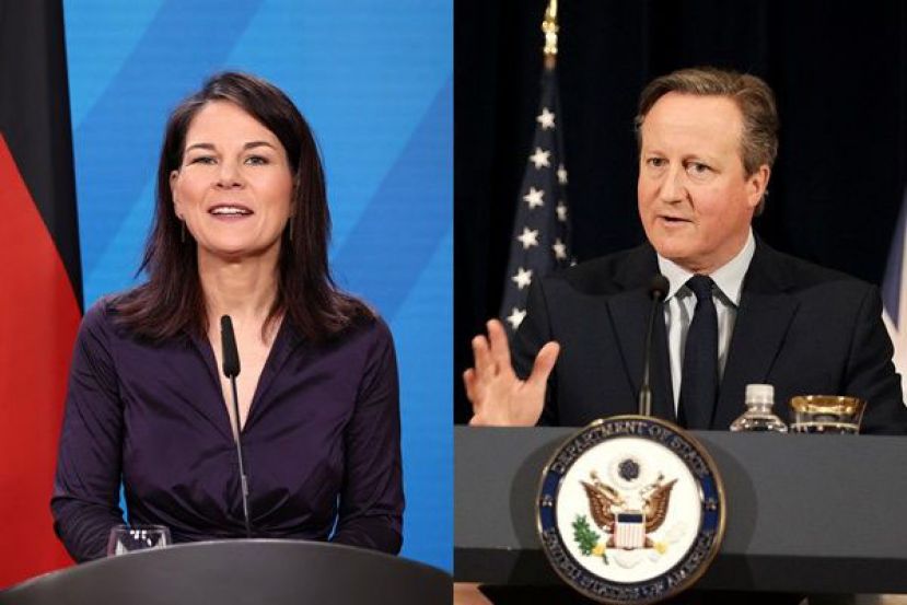 德国外交部长贝尔伯克（左）和英国外交大臣卡麦隆（右）将出访以色列。